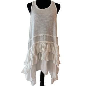Kristal Larson Multiple Tiered Ruffled Slip White Mini Dress Size Medium